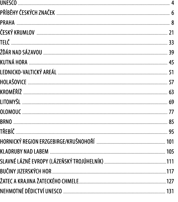 unesco 4 P b hy  esk ch zna ek 6 Praha 8  esk  krumlov 21 tel  33    r nad s zavou 39 kutn  hora 45 lednicko valtick...