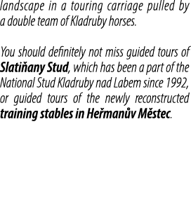 landscape in a touring carriage pulled by a double team of Kladruby horses. You should definitely not miss guided tou...