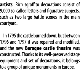 artists. Rich sgraffito decorations consist of 9,000 so called letters and figurative subjects, such as two large bat...