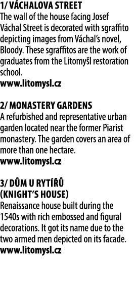 1/ V chalova Street The wall of the house facing Josef V chal Street is decorated with sgraffito depicting images fro...