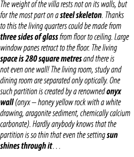 The weight of the villa rests not on its walls, but for the most part on a steel skeleton. Thanks to this the living ...