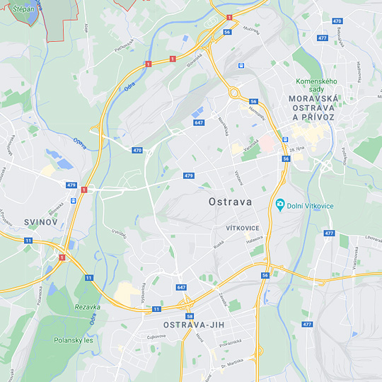 Ostrava - průmyslové komplexy, zdroj: Mapy Google