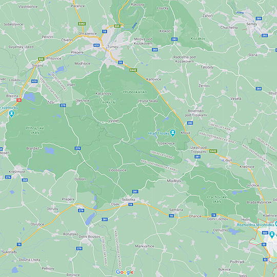 Český ráj, zdroj: Mapy Google